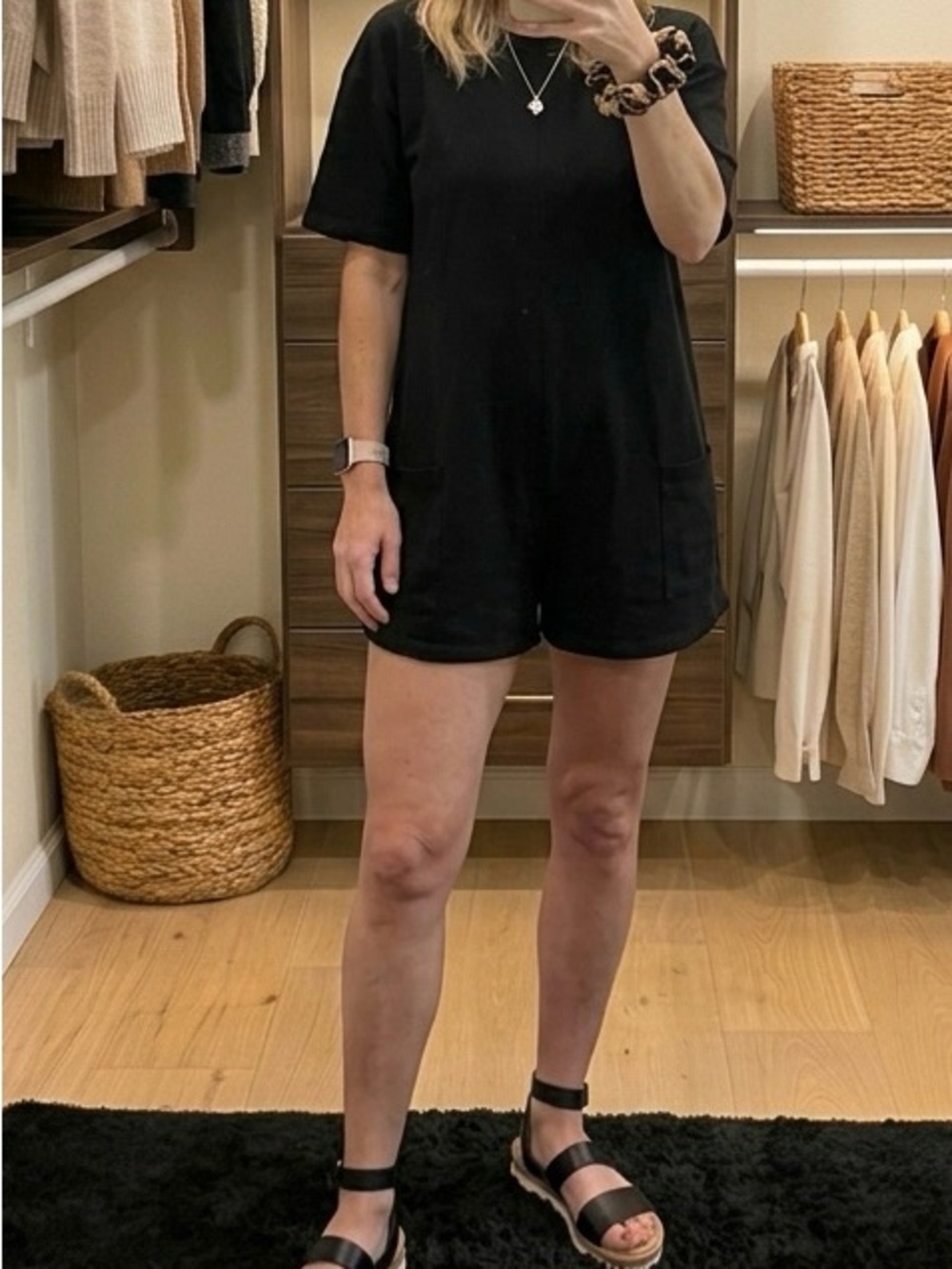 Black Short-Sleeve Romper